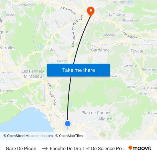 Gare De Picon-Busserine to Faculté De Droit Et De Science Politique - Site Schuman map