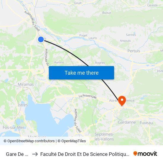 Gare De Sénas to Faculté De Droit Et De Science Politique - Site Schuman map