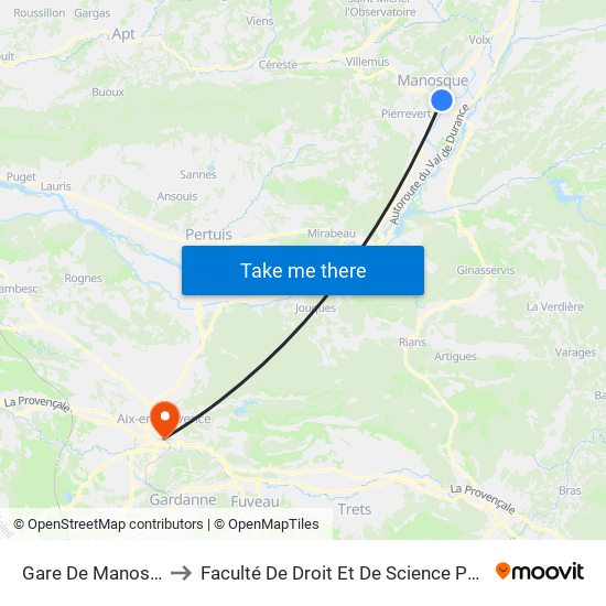 Gare De Manosque-Gréoux to Faculté De Droit Et De Science Politique - Site Schuman map