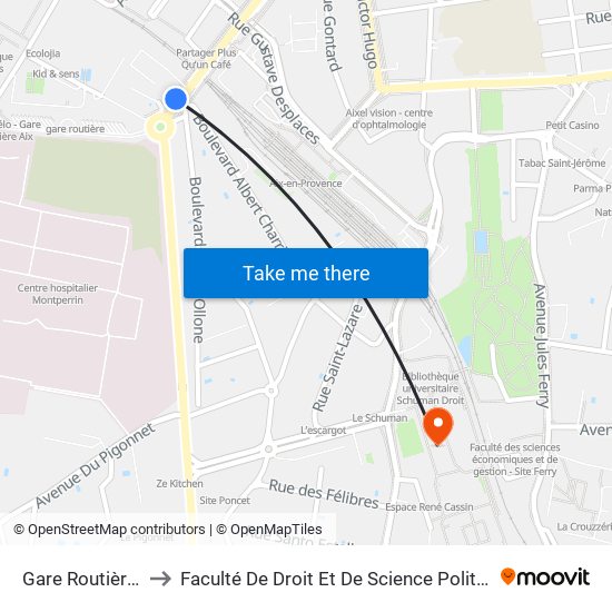 Gare Routière Belges to Faculté De Droit Et De Science Politique - Site Schuman map