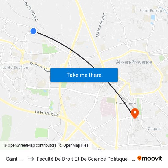 Saint-Mitre to Faculté De Droit Et De Science Politique - Site Schuman map