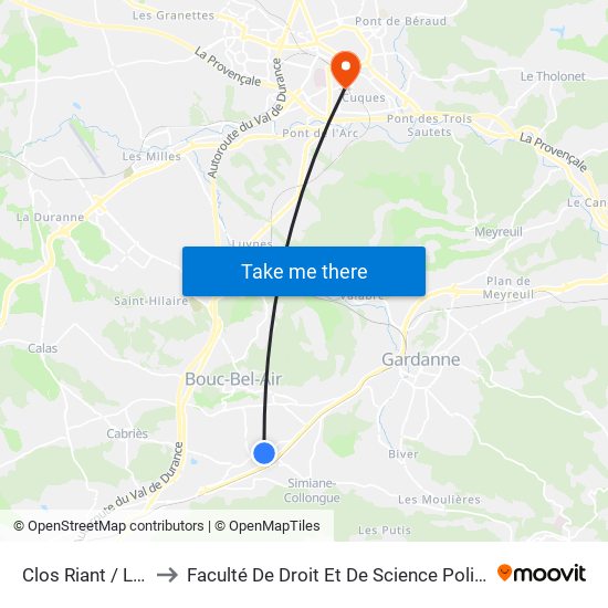 Clos Riant / Les Frènes to Faculté De Droit Et De Science Politique - Site Schuman map