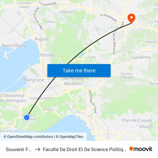 Souvenir Français to Faculté De Droit Et De Science Politique - Site Schuman map