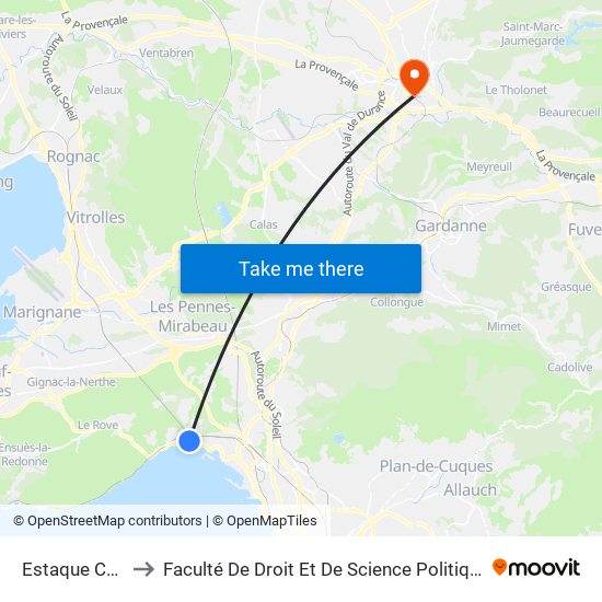 Estaque Castejon to Faculté De Droit Et De Science Politique - Site Schuman map