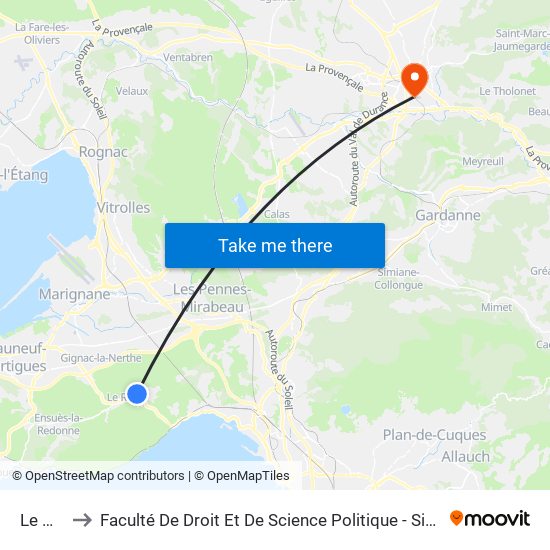 Le Mas to Faculté De Droit Et De Science Politique - Site Schuman map