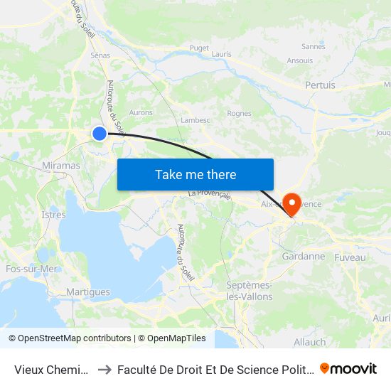 Vieux Chemin D'Istres to Faculté De Droit Et De Science Politique - Site Schuman map