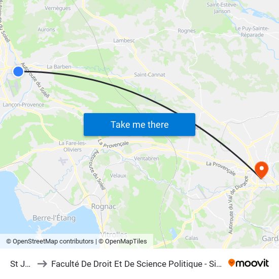 St Jean to Faculté De Droit Et De Science Politique - Site Schuman map