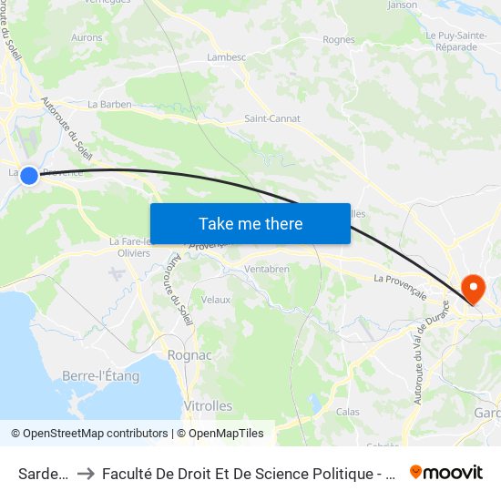 Sardenas to Faculté De Droit Et De Science Politique - Site Schuman map