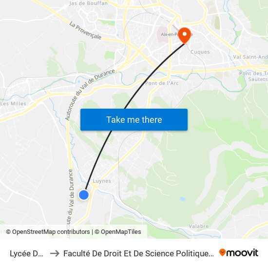 Lycée Duby B to Faculté De Droit Et De Science Politique - Site Schuman map