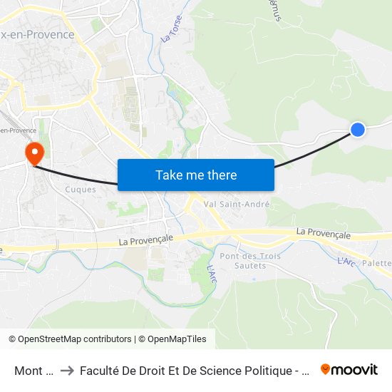 Mont Joli to Faculté De Droit Et De Science Politique - Site Schuman map