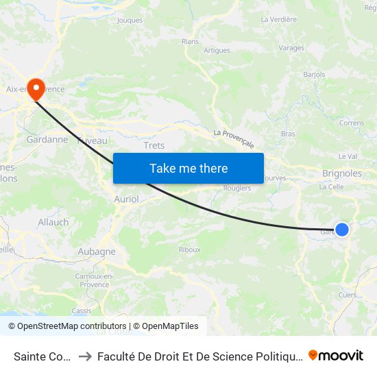 Sainte Colombe to Faculté De Droit Et De Science Politique - Site Schuman map