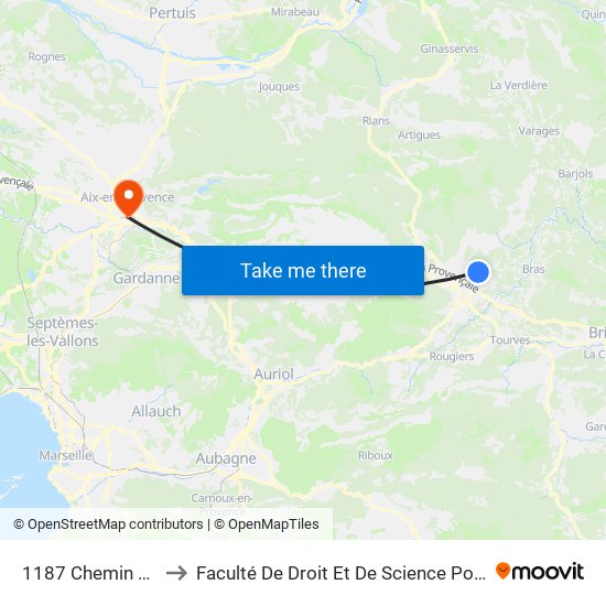 1187 Chemin De L'Auvière to Faculté De Droit Et De Science Politique - Site Schuman map