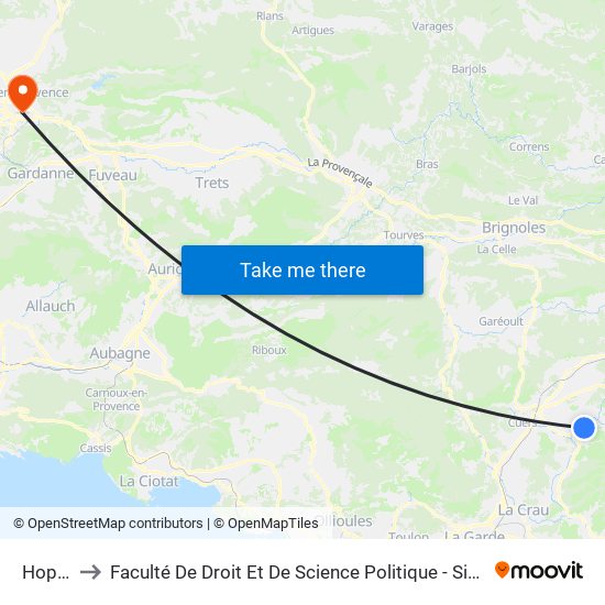 Hopital to Faculté De Droit Et De Science Politique - Site Schuman map