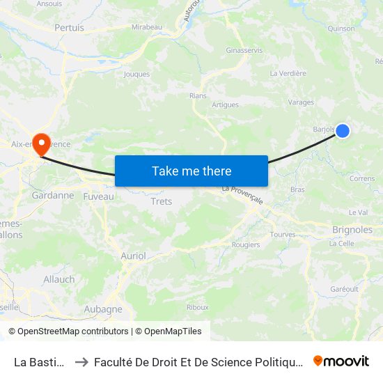 La Bastidonne to Faculté De Droit Et De Science Politique - Site Schuman map