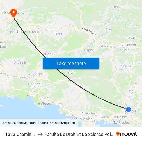 1323 Chemin De Hyeres to Faculté De Droit Et De Science Politique - Site Schuman map