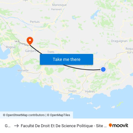 Gare to Faculté De Droit Et De Science Politique - Site Schuman map