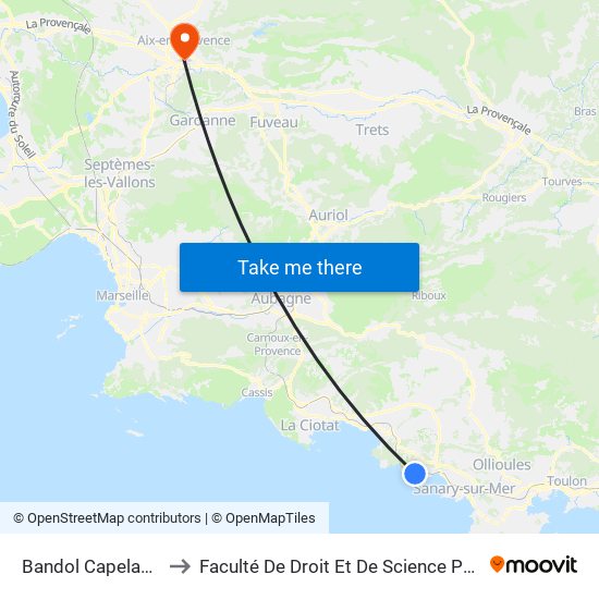 Bandol Capelan / Provence to Faculté De Droit Et De Science Politique - Site Schuman map