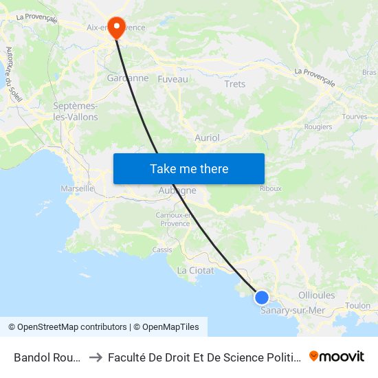 Bandol Roustagnon to Faculté De Droit Et De Science Politique - Site Schuman map