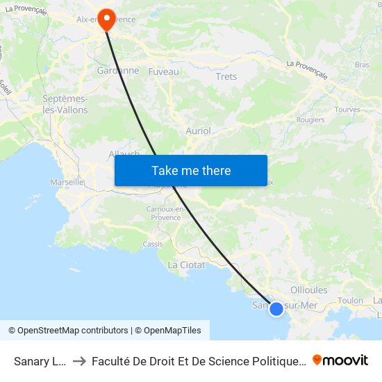 Sanary Le Nid to Faculté De Droit Et De Science Politique - Site Schuman map