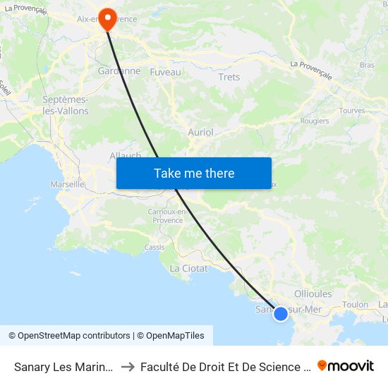 Sanary Les Marines De Portissol to Faculté De Droit Et De Science Politique - Site Schuman map