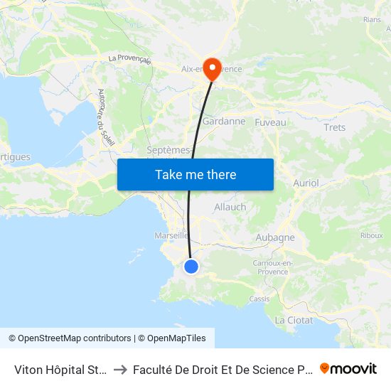 Viton Hôpital Ste Marguerite to Faculté De Droit Et De Science Politique - Site Schuman map