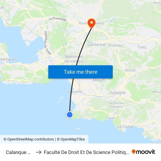 Calanque Blanche to Faculté De Droit Et De Science Politique - Site Schuman map