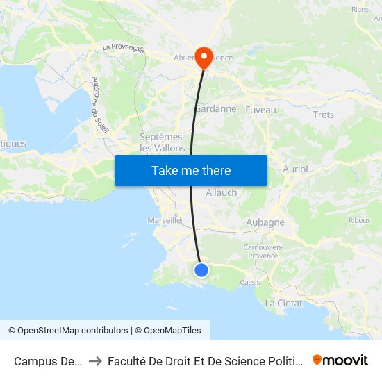 Campus De Luminy to Faculté De Droit Et De Science Politique - Site Schuman map