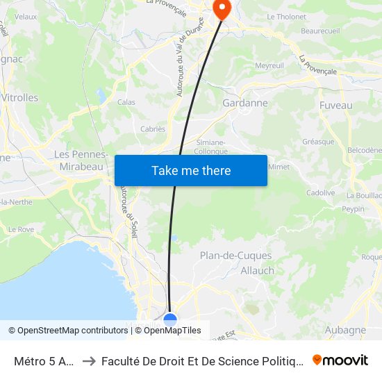 Métro 5 Avenues to Faculté De Droit Et De Science Politique - Site Schuman map