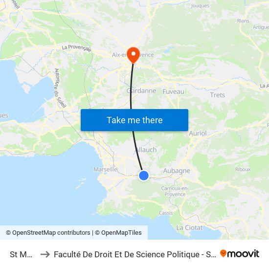 St Menet to Faculté De Droit Et De Science Politique - Site Schuman map