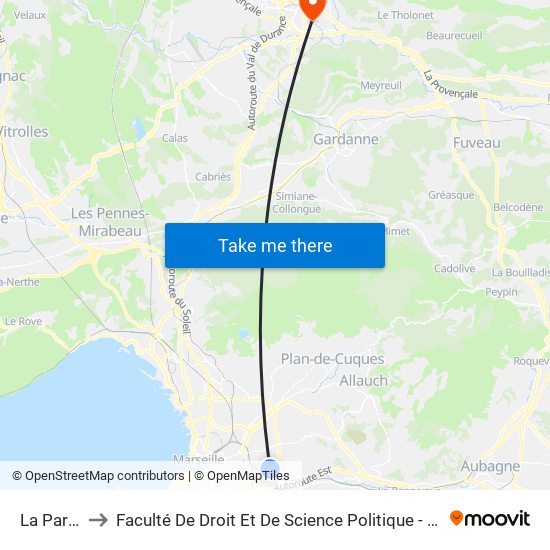 La Parette to Faculté De Droit Et De Science Politique - Site Schuman map