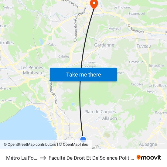 Métro La Fourragère to Faculté De Droit Et De Science Politique - Site Schuman map