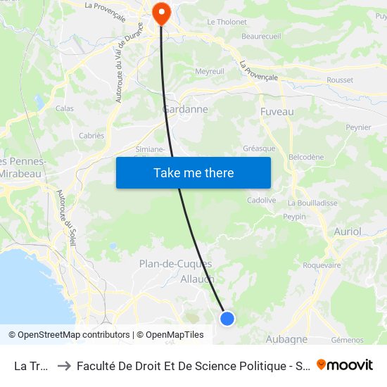 La Treille to Faculté De Droit Et De Science Politique - Site Schuman map