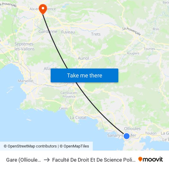 Gare (Ollioules/Sanary) to Faculté De Droit Et De Science Politique - Site Schuman map