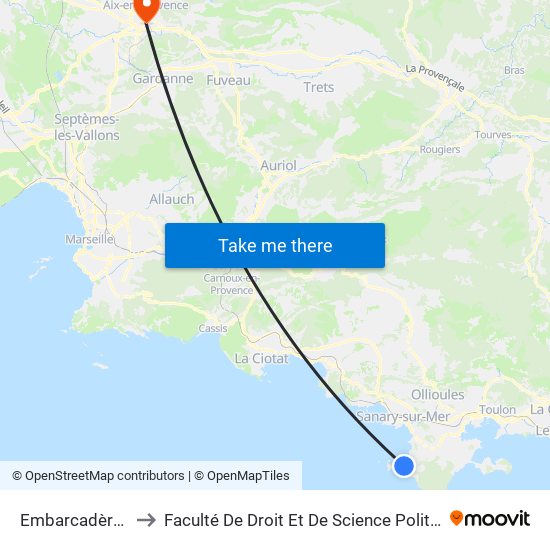 Embarcadère (Brusc) to Faculté De Droit Et De Science Politique - Site Schuman map