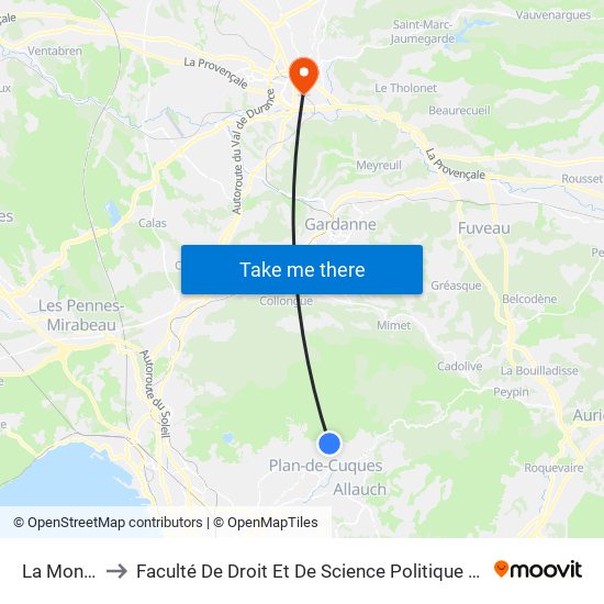 La Montade to Faculté De Droit Et De Science Politique - Site Schuman map