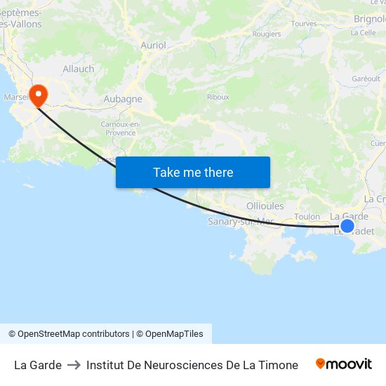 La Garde to Institut De Neurosciences De La Timone map