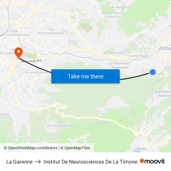 La Garenne to Institut De Neurosciences De La Timone map