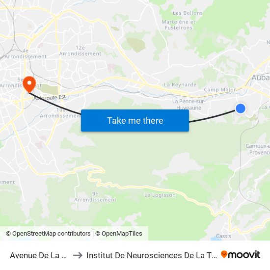 Avenue De La Paix to Institut De Neurosciences De La Timone map