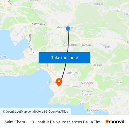 Saint-Thomas to Institut De Neurosciences De La Timone map