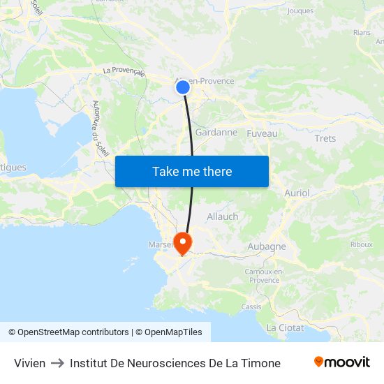 Vivien to Institut De Neurosciences De La Timone map
