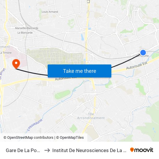 Gare De La Pomme to Institut De Neurosciences De La Timone map