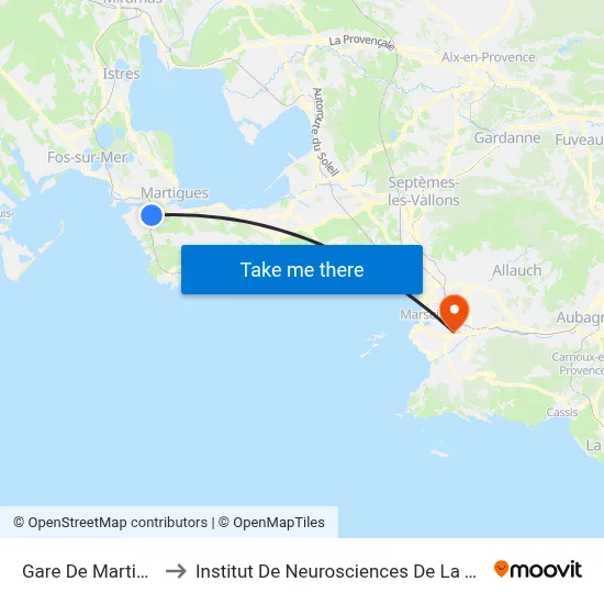 Gare De Martigues to Institut De Neurosciences De La Timone map