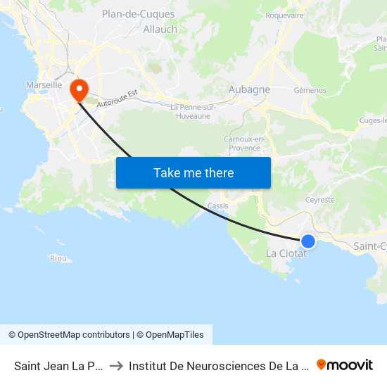 Saint Jean La Poste to Institut De Neurosciences De La Timone map