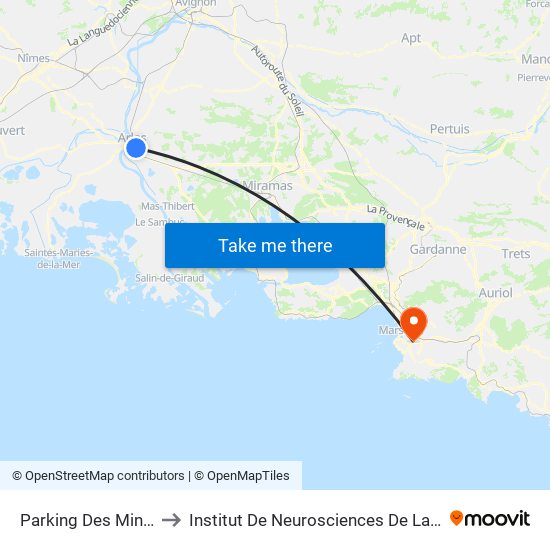 Parking Des Minimes to Institut De Neurosciences De La Timone map