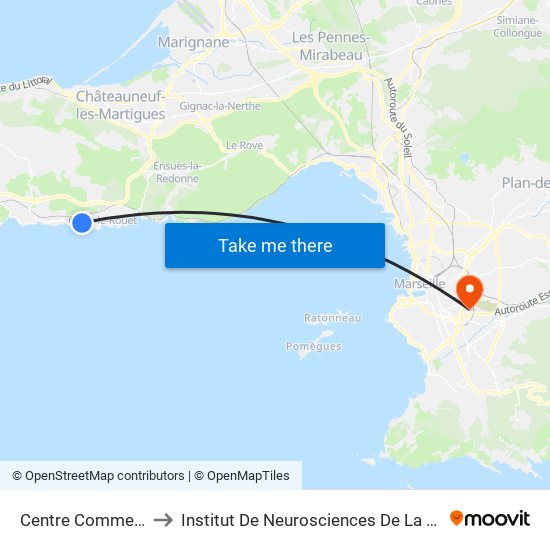 Centre Commercial to Institut De Neurosciences De La Timone map