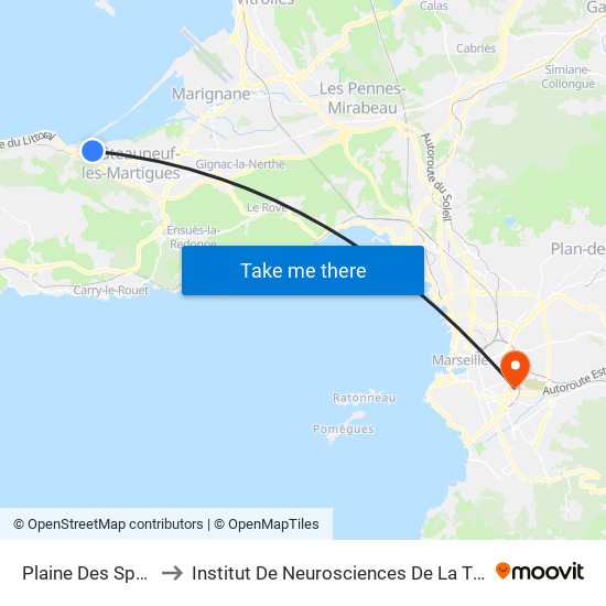 Plaine Des Sports to Institut De Neurosciences De La Timone map