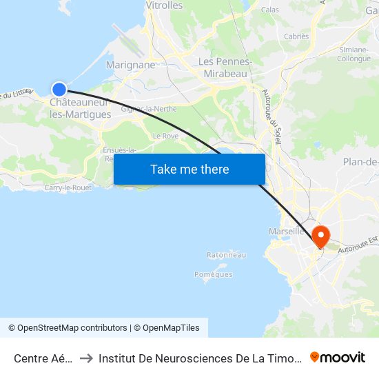 Centre Aéré to Institut De Neurosciences De La Timone map