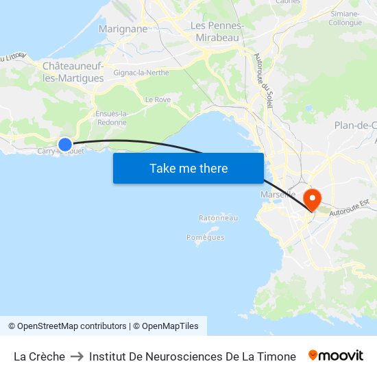 La Crèche to Institut De Neurosciences De La Timone map