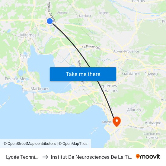 Lycée Technique to Institut De Neurosciences De La Timone map