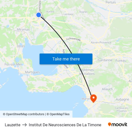 Lauzette to Institut De Neurosciences De La Timone map